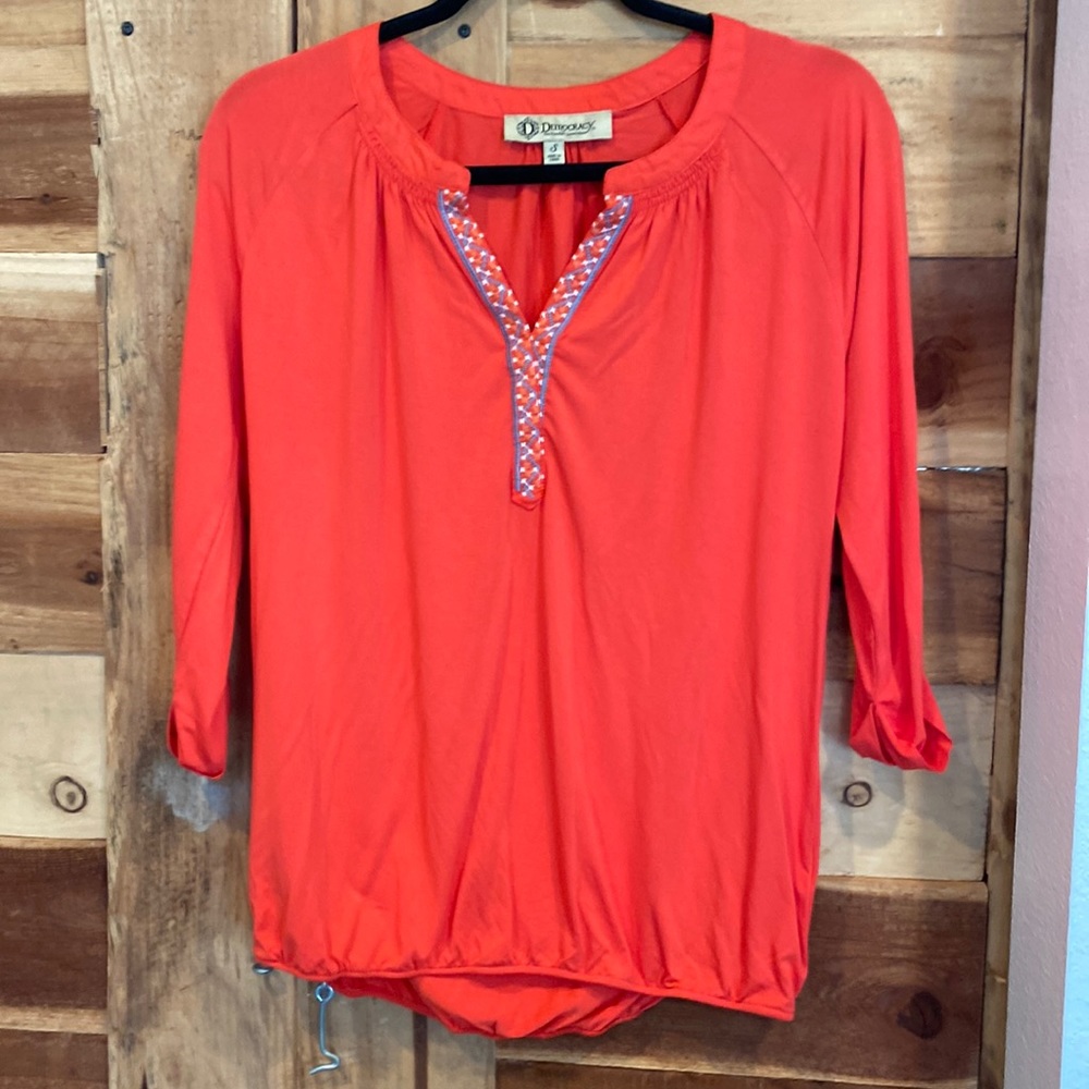 Democracy knit peasant style T